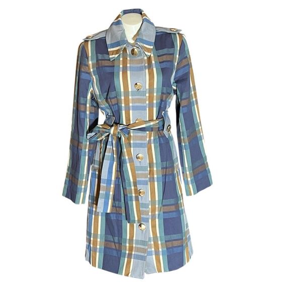 CAbi Jackets & Blazers - Cabi Gold Plaid Highclere Trench Coat Sz M